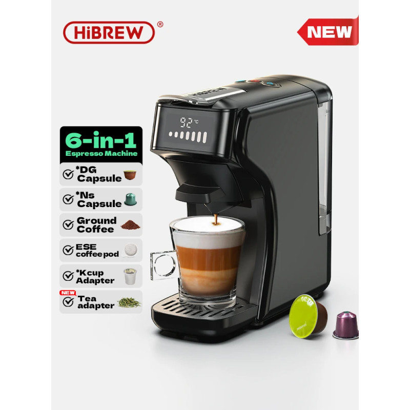 Cafetera HIBREW 6 en 1: Espresso caliente y frío, capuchinos